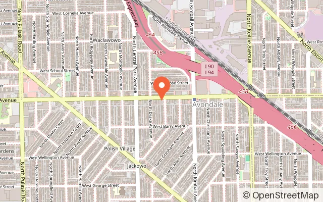 Map showing WonderPlay and Coffee in Chicago, IL