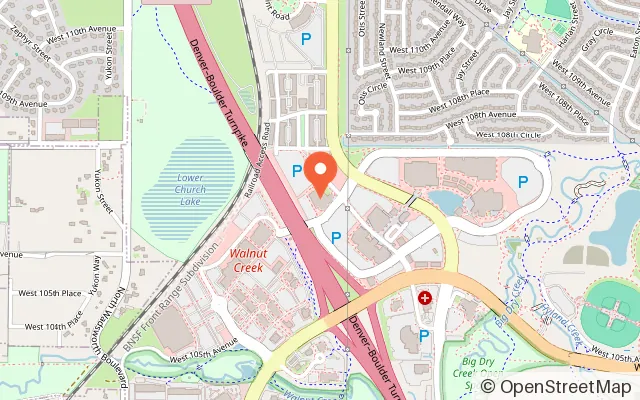 Map showing Bowlero Promenade in Westminster, CO