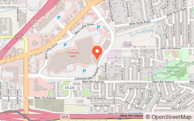 Map showing Slick City Action Park in Lakewood, CO
