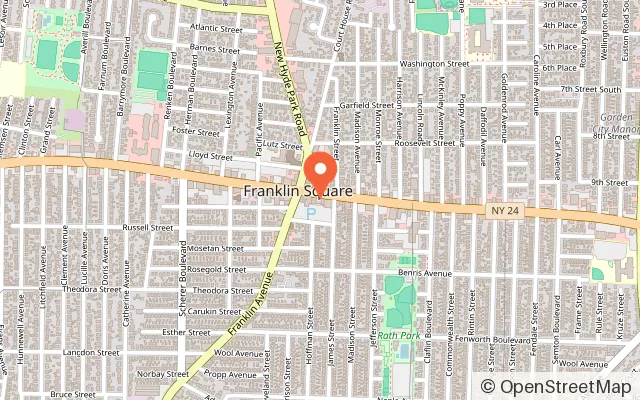 Map showing PlayPlanet in Franklin Square, NY