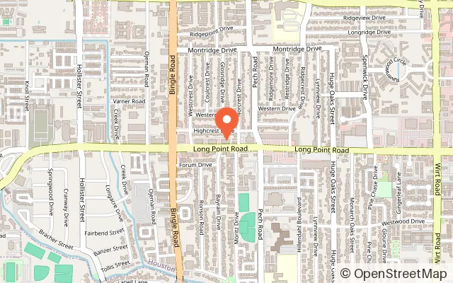 Map showing Lucky Pups Claw Arcade in Houston, TX