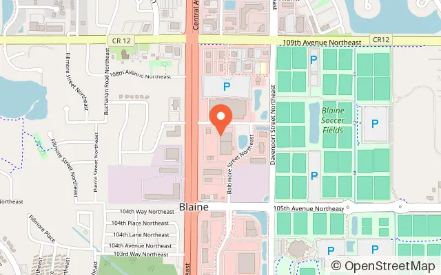 Map showing The Fun Lab in Blaine, MN
