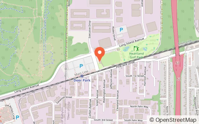 Map showing Heartland Golf Park in Brentwood, NY