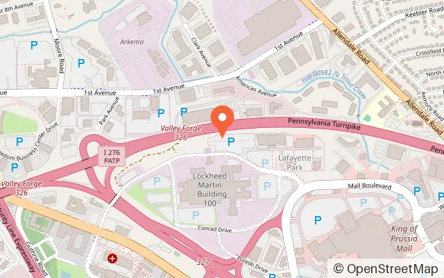 Map showing iFLY Indoor Skydiving - King of Prussia in King of Prussia, PA