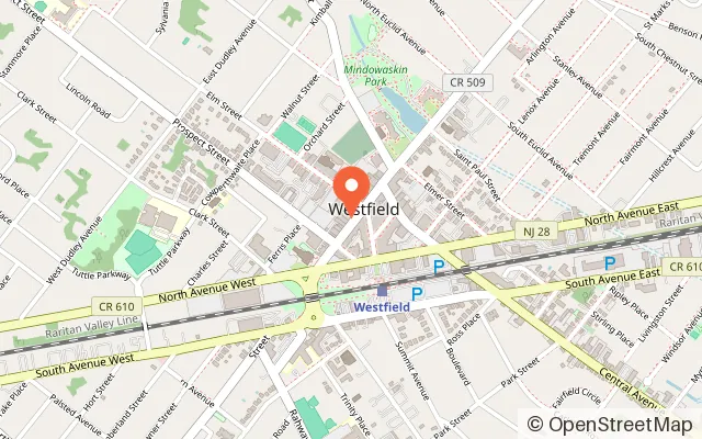 Map showing YESTERcades of Westfield in Westfield, NJ