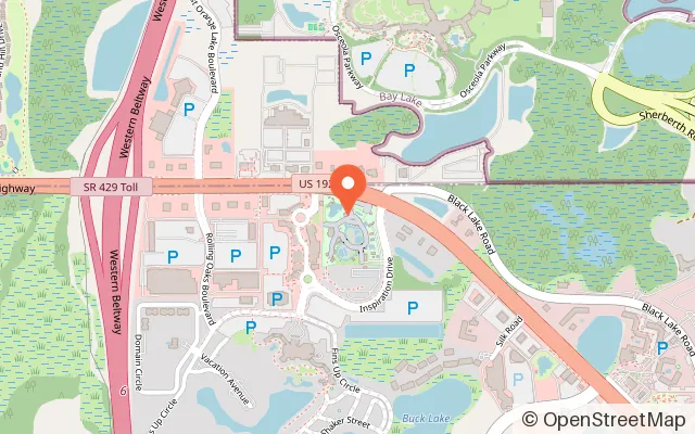 Map showing Island H2O Water Park in Kissimmee, FL