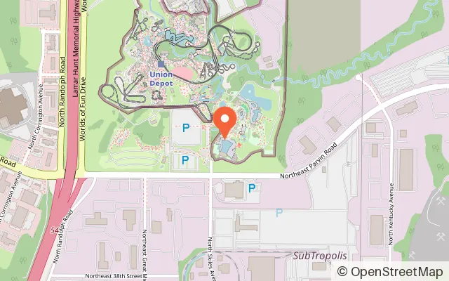 Map showing Oceans of Fun in Kansas City, MO