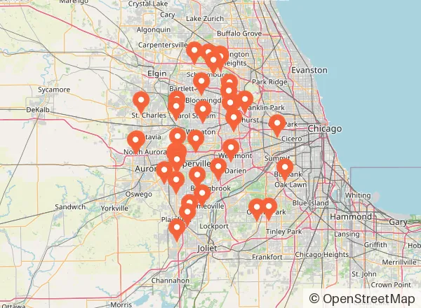 Map of 42 venues near Naperville