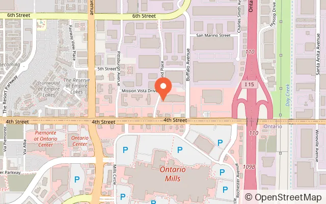 Map showing Ninja Factory Rancho Cucamonga in Rancho Cucamonga, CA