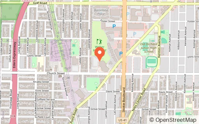 Map showing Skatium Ice Arena in Skokie, IL