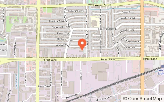 Map showing Westlake Skate Center in Garland, TX