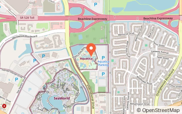 Map showing Aquatica Orlando in Orlando, FL