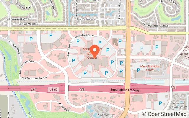 Map showing Cutthroat Cove Blacklight Mini Golf in Mesa, AZ