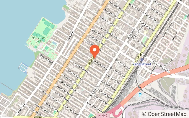 Map showing Primary Sensory Play, Rentals and Cuddle Craft Studio in Bayonne, NJ