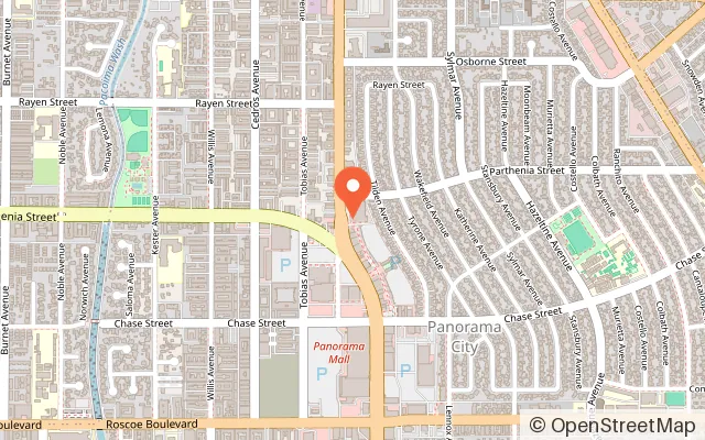 Map showing LA Kings Valley Ice Center in Panorama City, CA