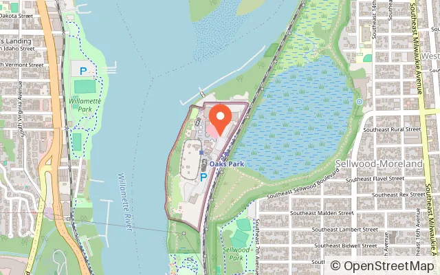 Map showing Oaks Amusement Park in Portland, OR