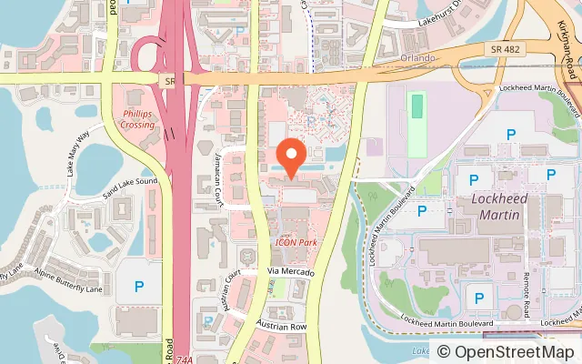 Map showing Kings Dining & Entertainment in Orlando, FL