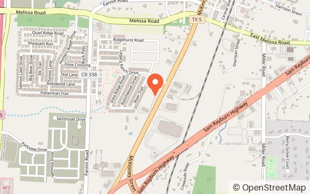 Map showing CheerLand-Melissa in Melissa, TX