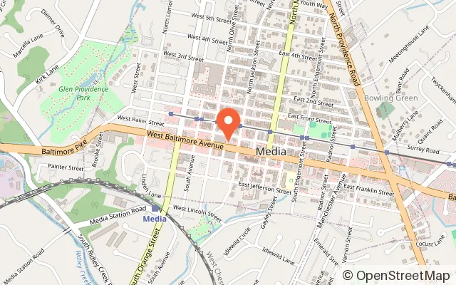 Map showing Harmony Kids Playhouse in Media, PA