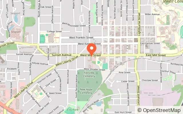 Map showing Busy Bean Play Cafe in Liberty, MO