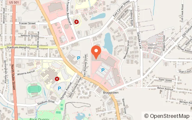 Map showing Nova trampoline and Adventure Park in Durham, NC
