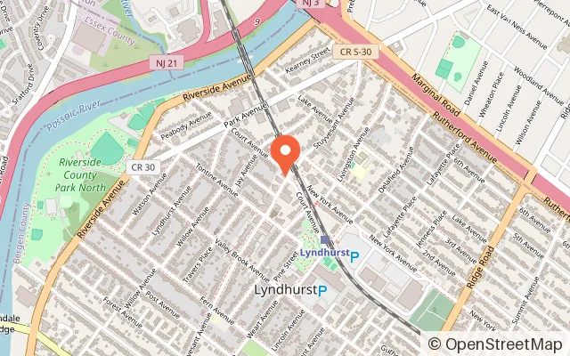 Map showing Twin Monkey Playhouse in Lyndhurst, NJ