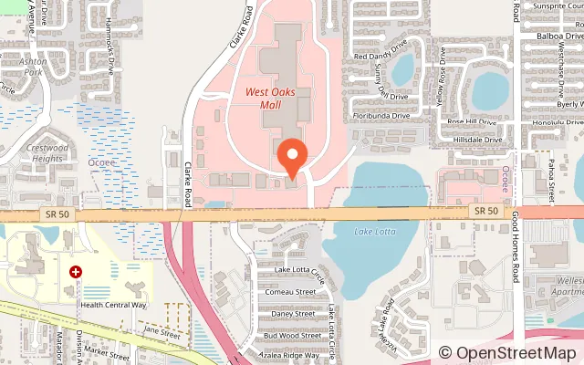 Map showing GameTime Ocoee in Ocoee, FL