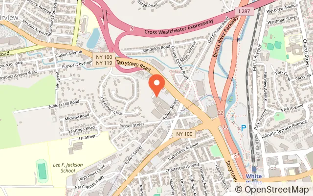 Map showing Bowlero White Plains in White Plains, NY