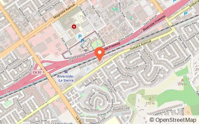 Map showing Lucky Strike Riverside in Riverside, CA