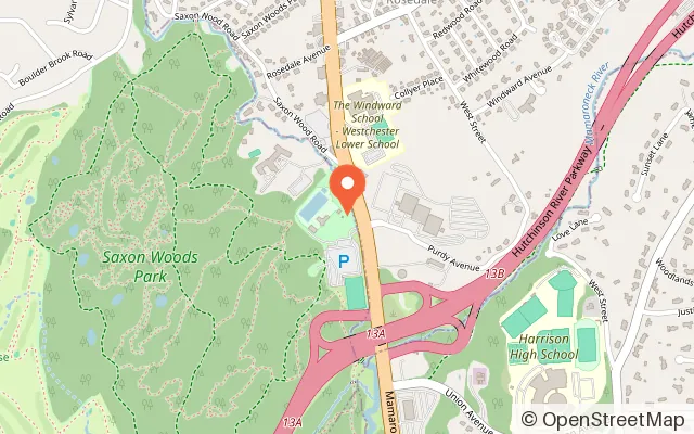 Map showing Saxon Woods Mini Golf in White Plains, NY