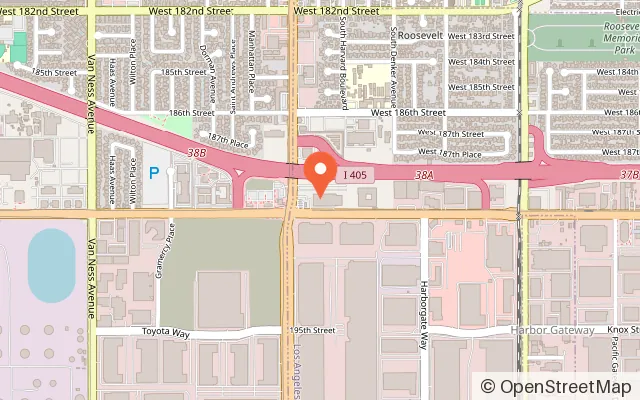 Map showing Sky Zone Trampoline Park in Gardena, CA
