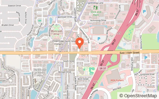 Map showing The Escape Room Fishers in Fishers, IN
