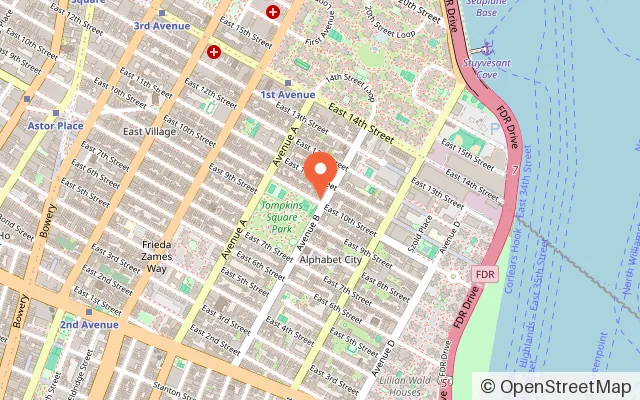 Map showing The Rainbow Play Space East Village in New York, NY