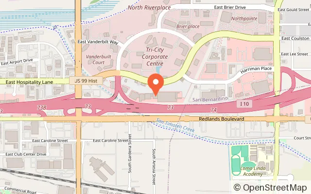Map showing GLO Mini Golf | Laser Tag | Escape Rooms | Bowling | Arcade | Gaming in San Bernardino, CA
