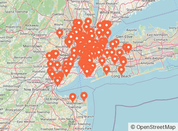 Map of 148 venues near Brooklyn