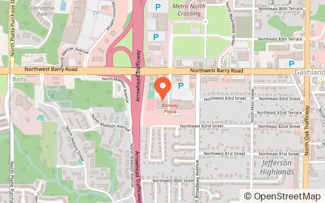 Map showing PowerPlay Metro North Entertainment Center in Kansas City, MO
