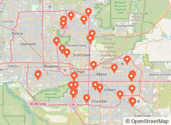Map of 35 venues near Mesa