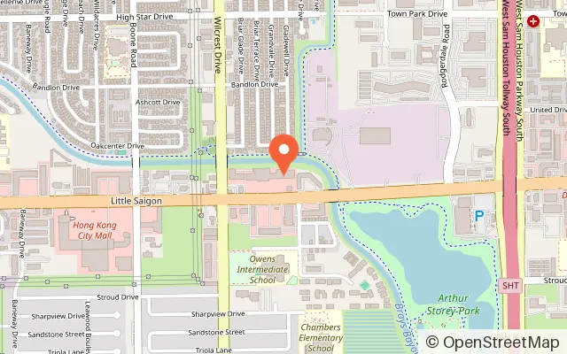 Map showing Galaxy Playland in Houston, TX