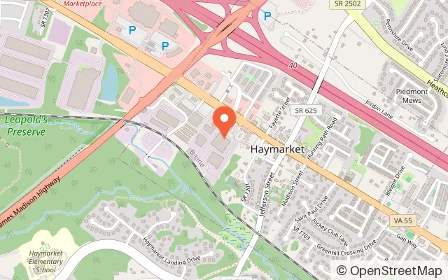 Map showing Haymarket Iceplex in Haymarket, VA