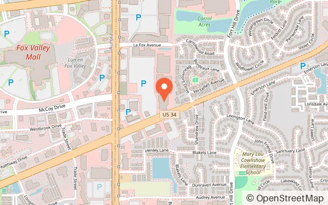 Map showing Ball Factory Playground | Party | Café in Naperville, IL