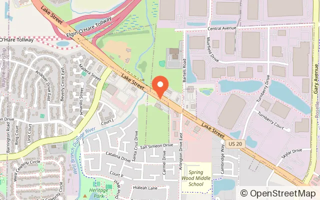 Map showing Green Valley Golf Range in Hanover Park, IL