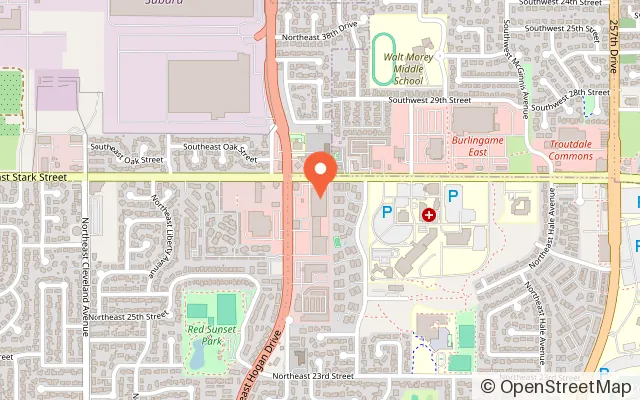 Map showing Sky Zone Trampoline Park in Gresham, OR