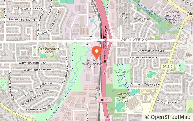Map showing Sky Zone Trampoline Park in Beaverton, OR