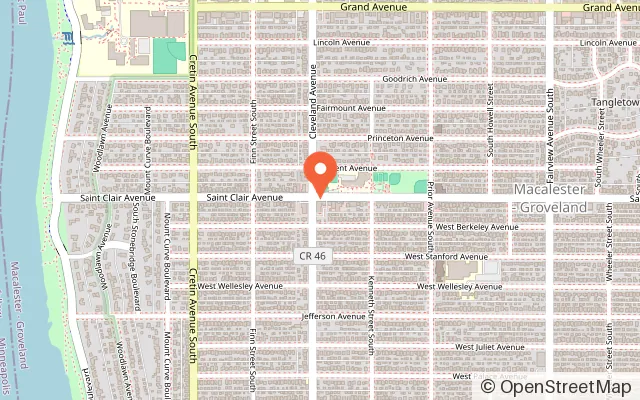 Map showing Rebe's play cafe in St Paul, MN