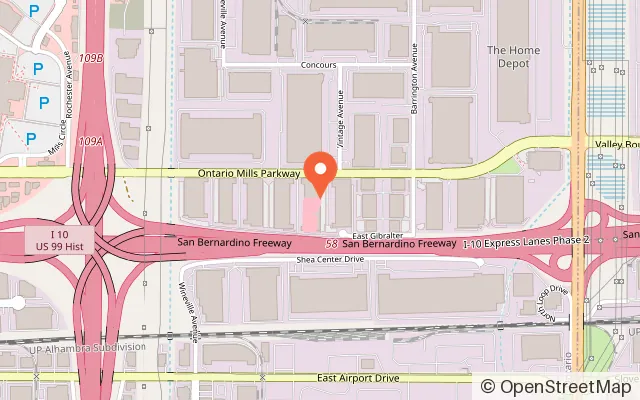 Map showing K1 Speed Ontario in Ontario, CA