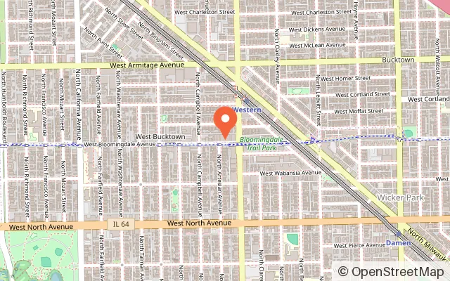 Map showing Chicago Gamespace in Chicago, IL