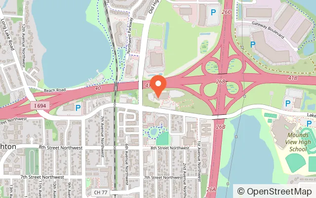 Map showing Eagles Nest Indoor Playground in New Brighton, MN