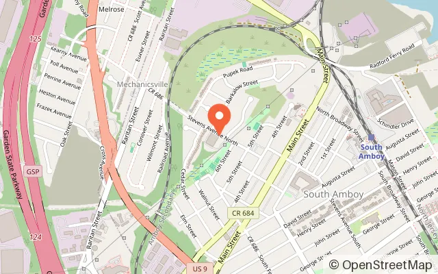 Map showing South Amboy Arena Rollermagic in South Amboy, NJ