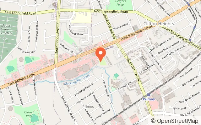 Map showing Putt-Putt Fun Center in Clifton Heights, PA