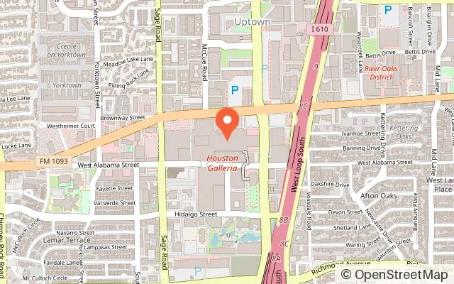 Map showing Ice at the Galleria in Houston, TX